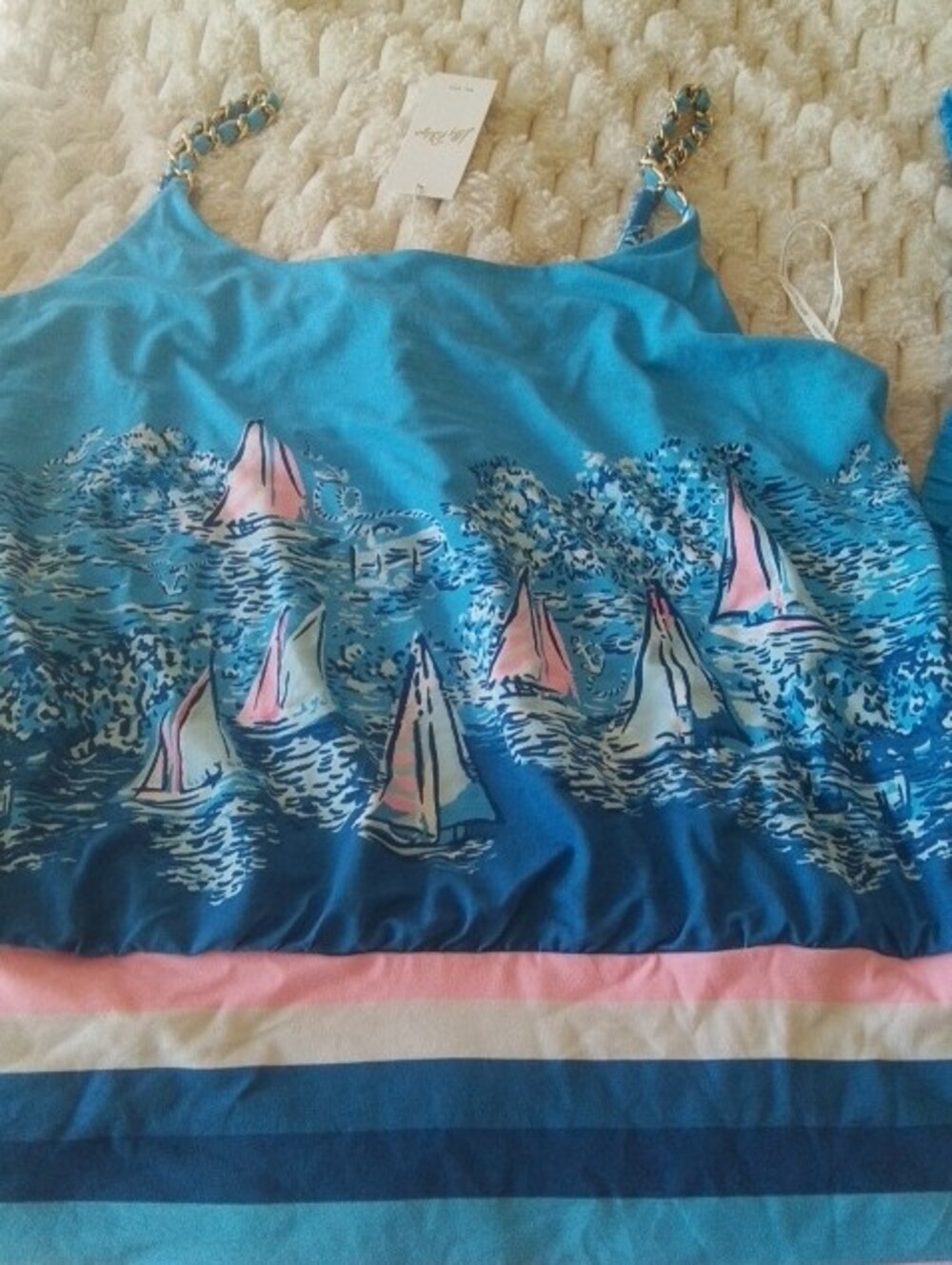 Lilly Pulitzer Both Pieces NWT with Sail Boats And Pink Stripes - Picture 2 of 7